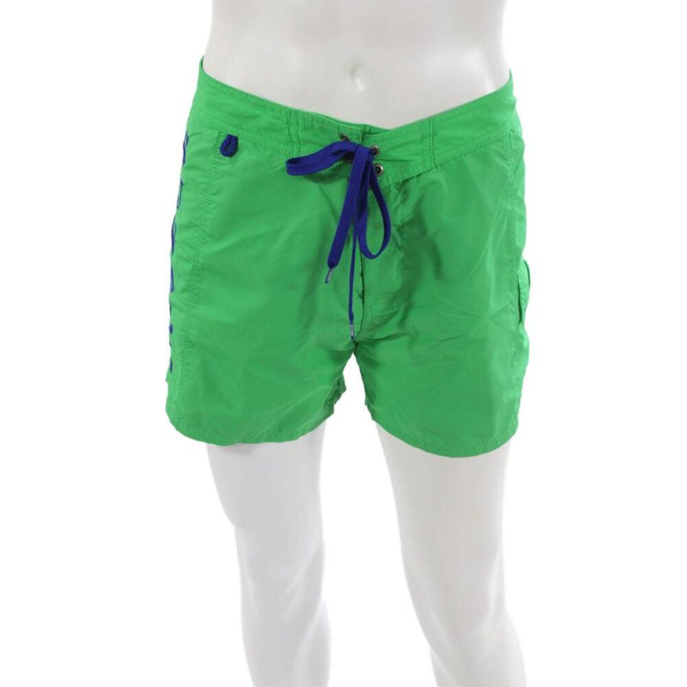 Sundek Mens Drawstring Logo Swim Trunks Green Blue Size 34
